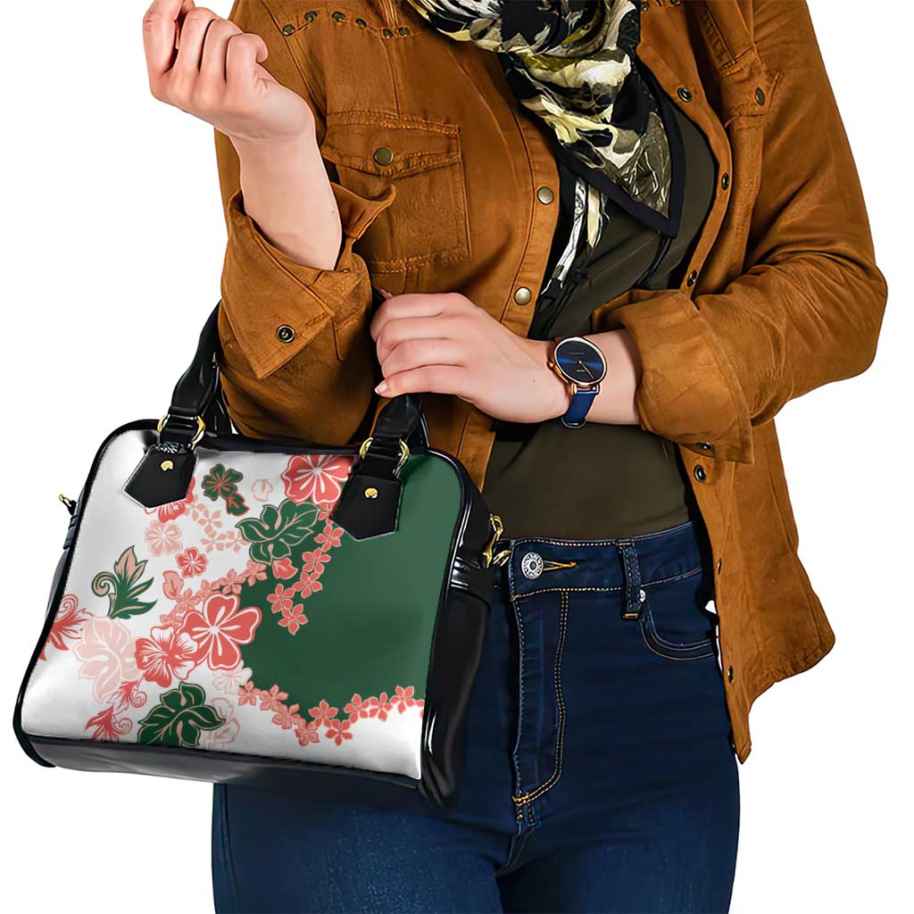 Green Orange Hibiscus Plumeria Floral Shoulder Handbag LT01 - Polynesian Pride