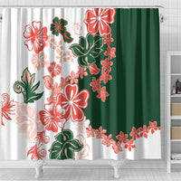 Green Orange Hibiscus Plumeria Floral Shower Curtain - Polynesian Pride