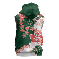 Green Orange Hibiscus Plumeria Floral Sleeveless Hoodie LT01 - Polynesian Pride