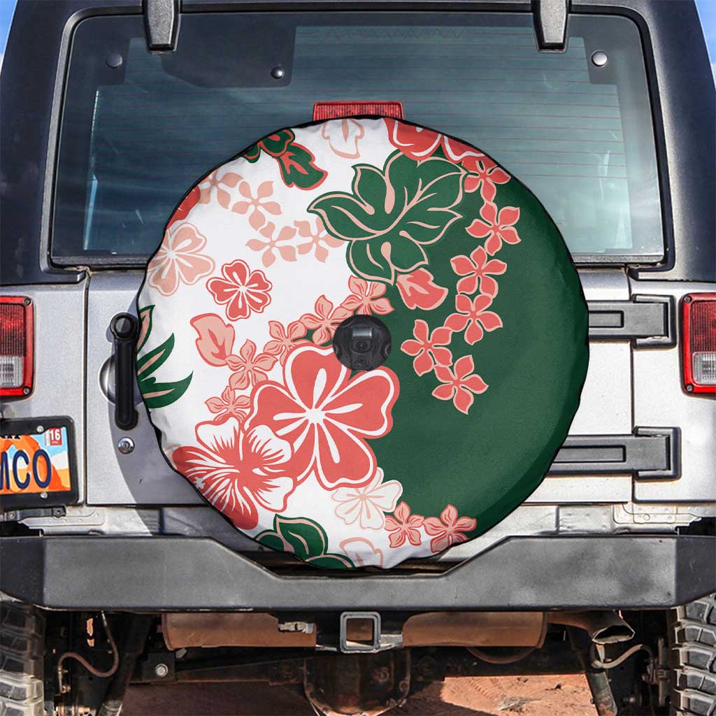 Green Orange Hibiscus Plumeria Floral Spare Tire Cover LT01 Orange - Polynesian Pride