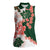 Green Orange Hibiscus Plumeria Floral Women Sleeveless Polo Shirt - Polynesian Pride