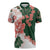 Green Orange Hibiscus Plumeria Floral Zipper Polo Shirt - Polynesian Pride
