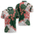 Green Orange Hibiscus Plumeria Floral Zipper Polo Shirt - Polynesian Pride