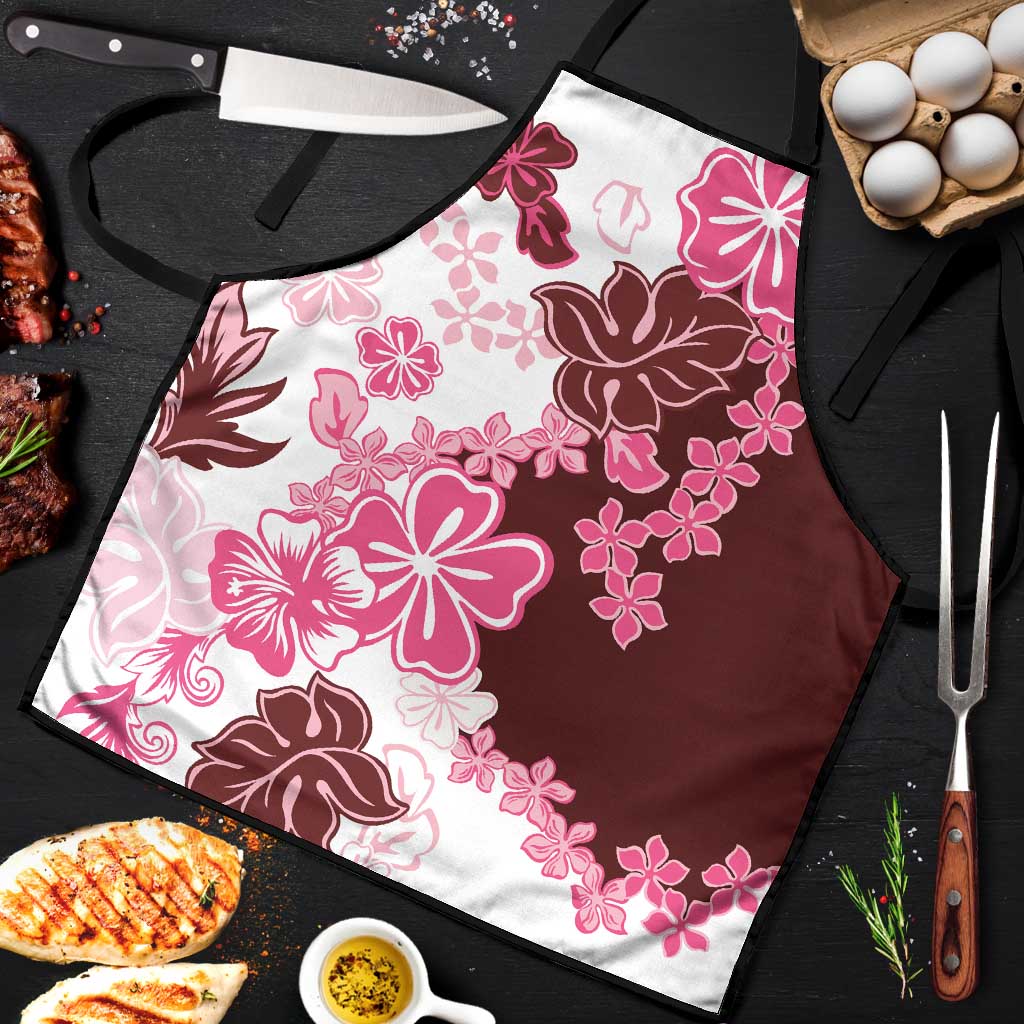 Pink Hibiscus Plumeria Floral Apron - Polynesian Pride