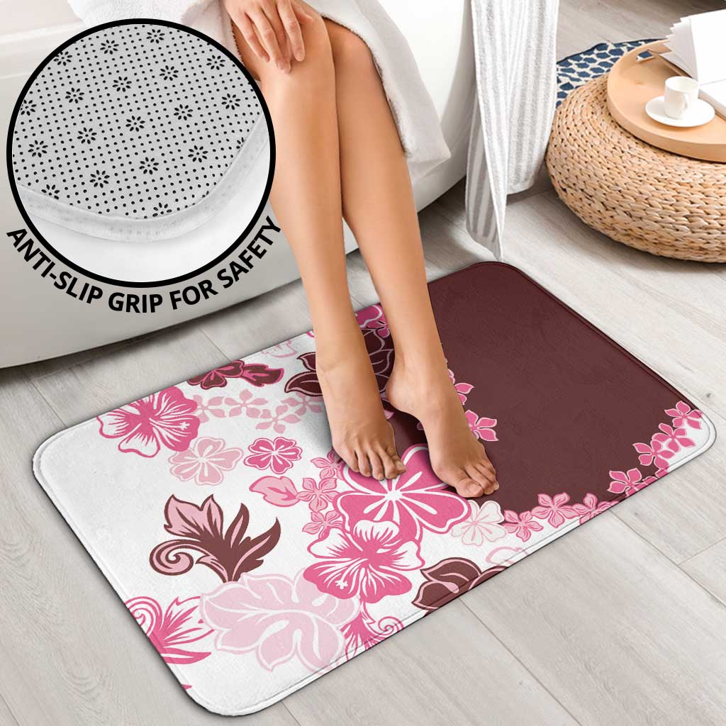 Pink Hibiscus Plumeria Floral Bathroom Set - Polynesian Pride