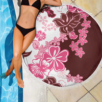Pink Hibiscus Plumeria Floral Beach Blanket - Polynesian Pride