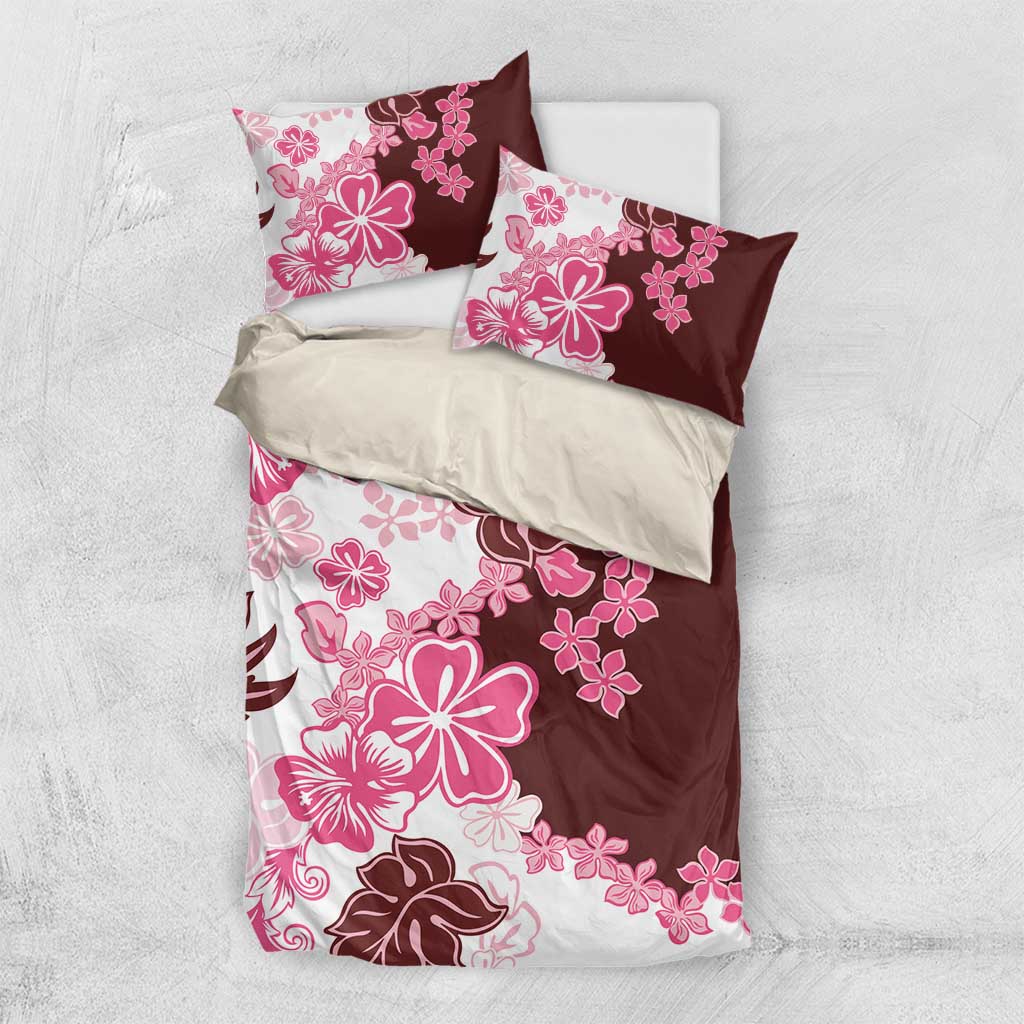 Pink Hibiscus Plumeria Floral Bedding Set - Polynesian Pride