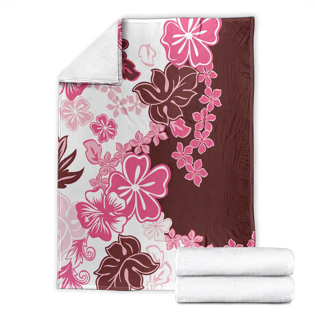 Pink Hibiscus Plumeria Floral Blanket - Polynesian Pride