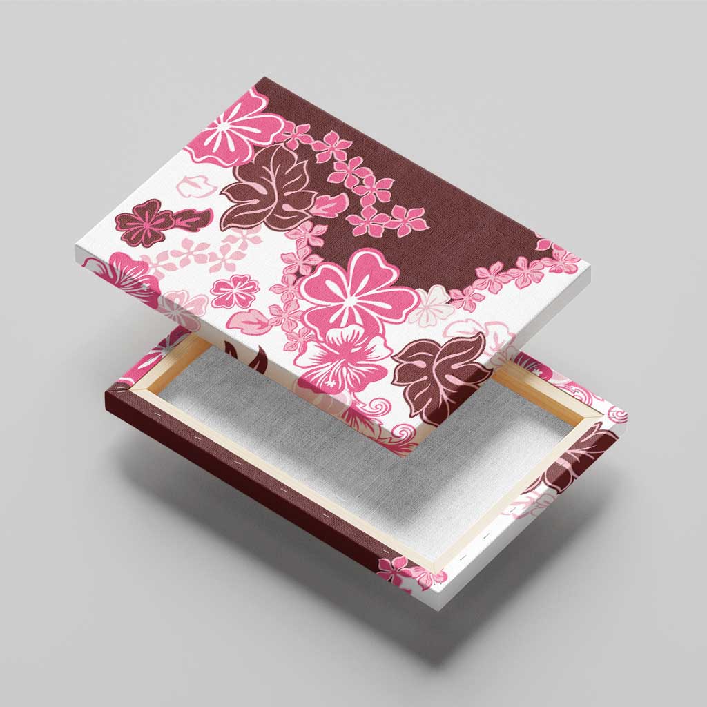 Pink Hibiscus Plumeria Floral Canvas Wall Art - Polynesian Pride