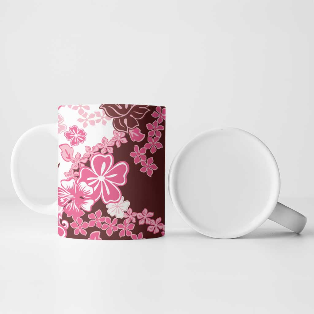 Pink Hibiscus Plumeria Floral Ceramic Mug - Polynesian Pride