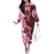 Pink Hibiscus Plumeria Floral Family Matching Off The Shoulder Long Sleeve Dress and Hawaiian Shirt - Polynesian Pride