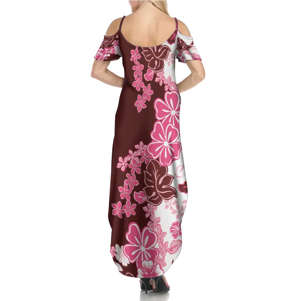 Pink Hibiscus Plumeria Floral Family Matching Summer Maxi Dress and Hawaiian Shirt - Polynesian Pride