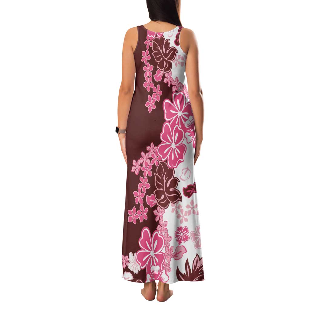 Pink Hibiscus Plumeria Floral Family Matching Tank Maxi Dress and Hawaiian Shirt - Polynesian Pride