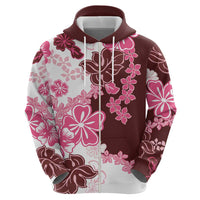 Pink Hibiscus Plumeria Floral Hoodie - Polynesian Pride