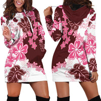 Pink Hibiscus Plumeria Floral Hoodie Dress LT01 - Polynesian Pride