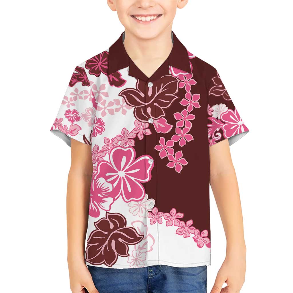 Pink Hibiscus Plumeria Floral Kid Hawaiian Shirt LT01 Kid Pink - Polynesian Pride
