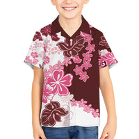 Pink Hibiscus Plumeria Floral Kid Hawaiian Shirt LT01 Kid Pink - Polynesian Pride