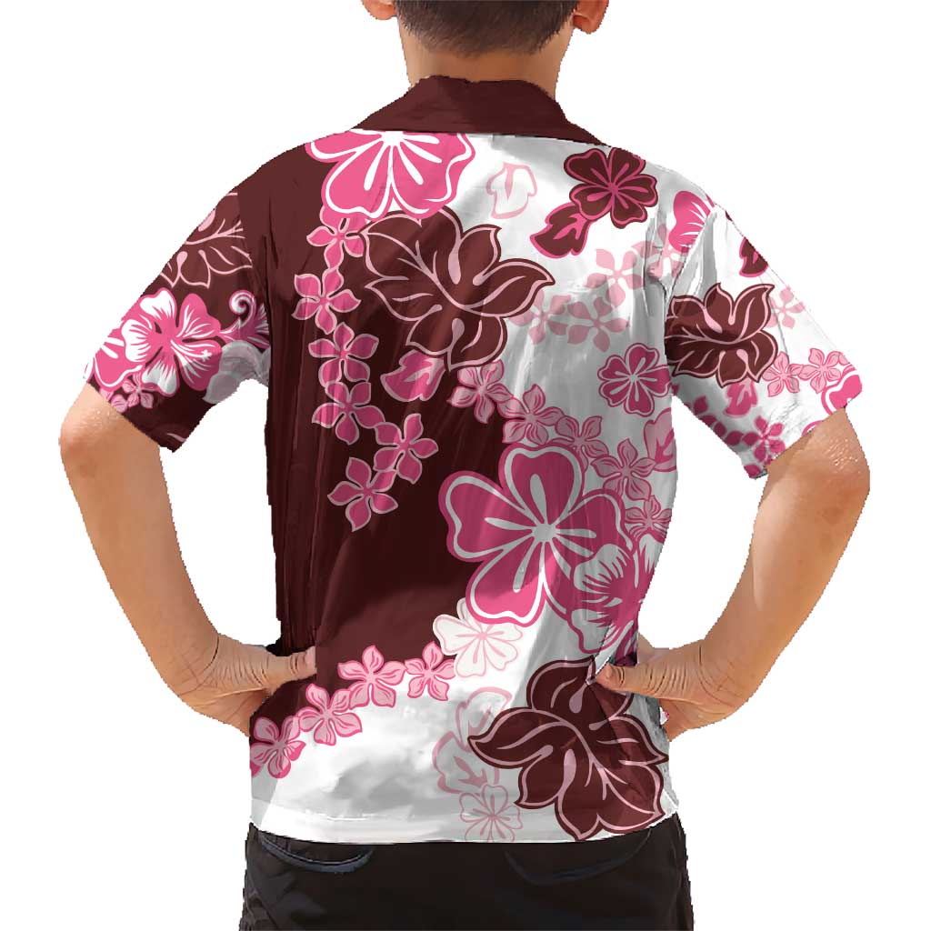 Pink Hibiscus Plumeria Floral Kid Hawaiian Shirt LT01 - Polynesian Pride