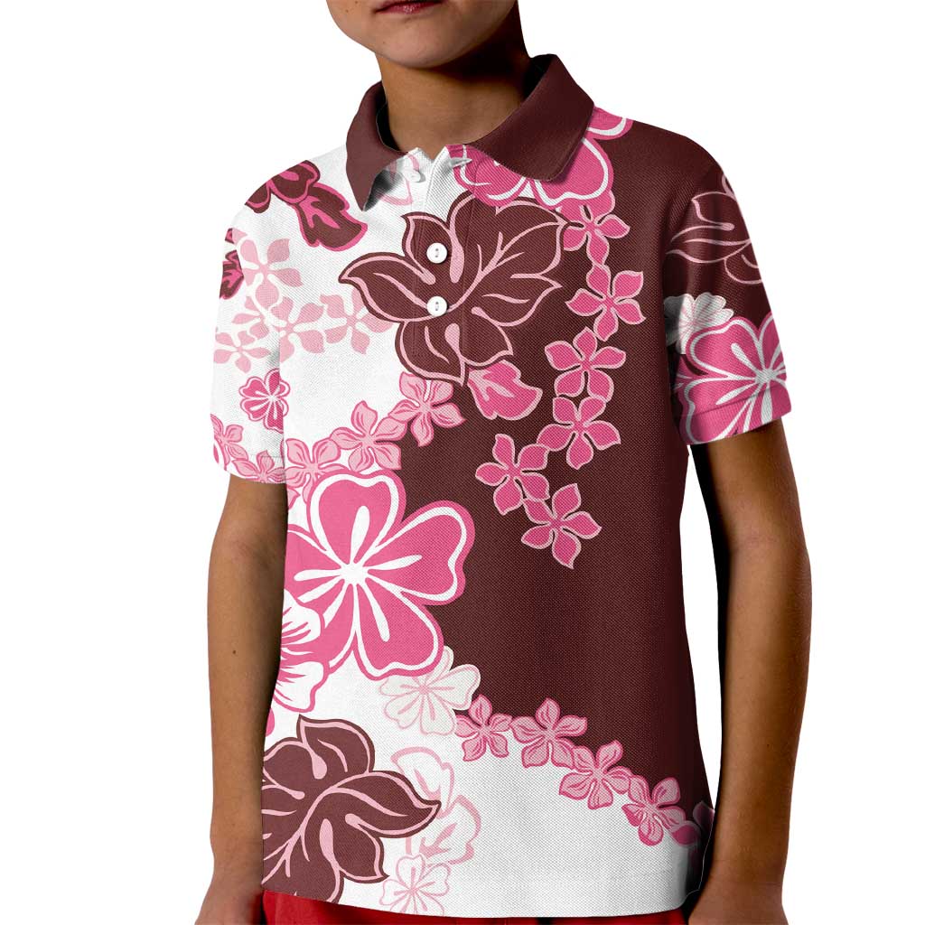 Pink Hibiscus Plumeria Floral Kid Polo Shirt LT01 Kid Pink - Polynesian Pride