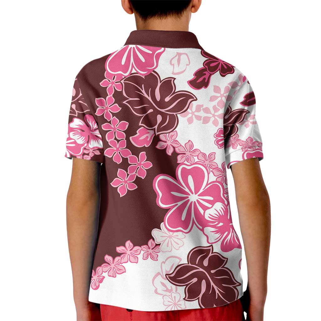Pink Hibiscus Plumeria Floral Kid Polo Shirt LT01 - Polynesian Pride