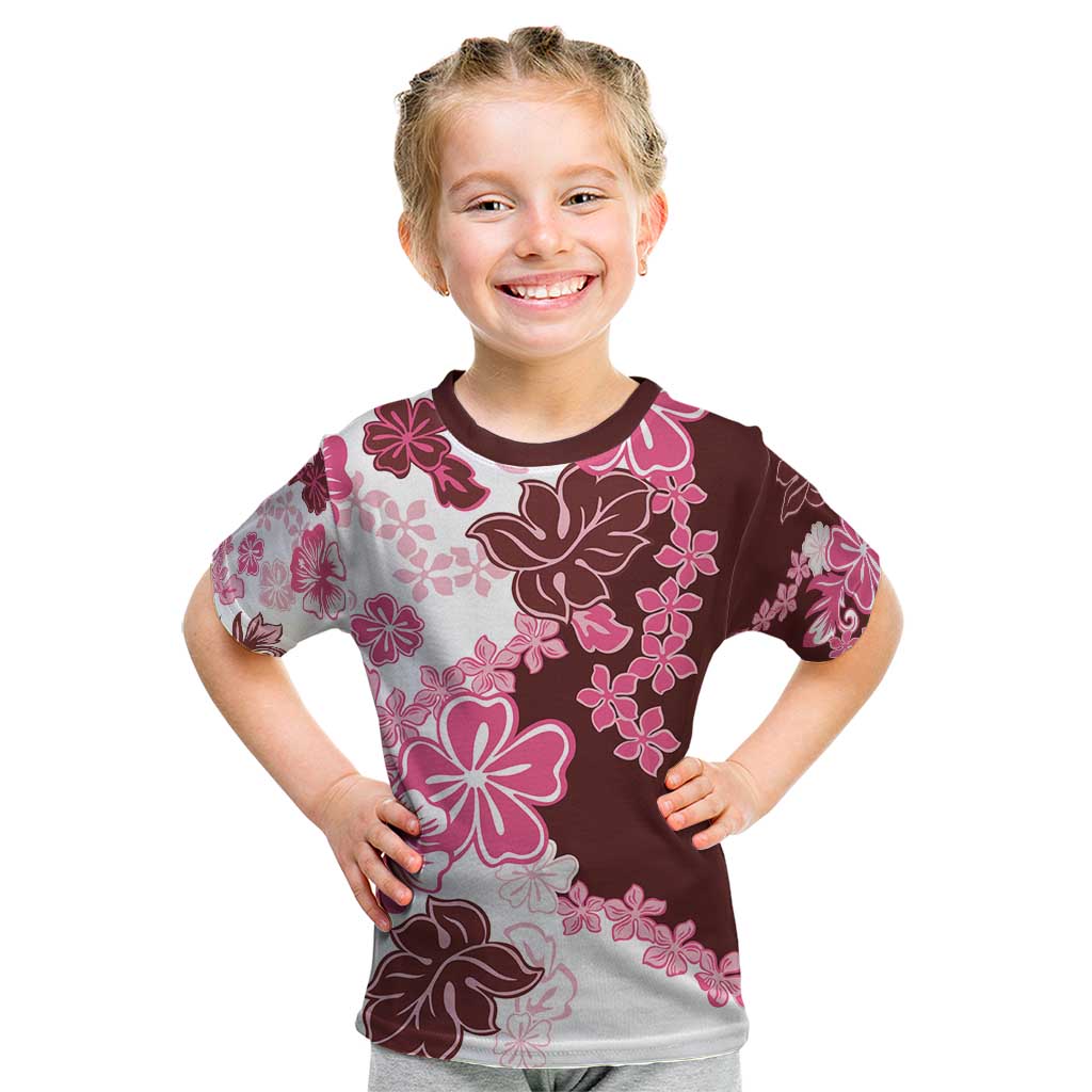 Pink Hibiscus Plumeria Floral Kid T Shirt LT01 Pink - Polynesian Pride