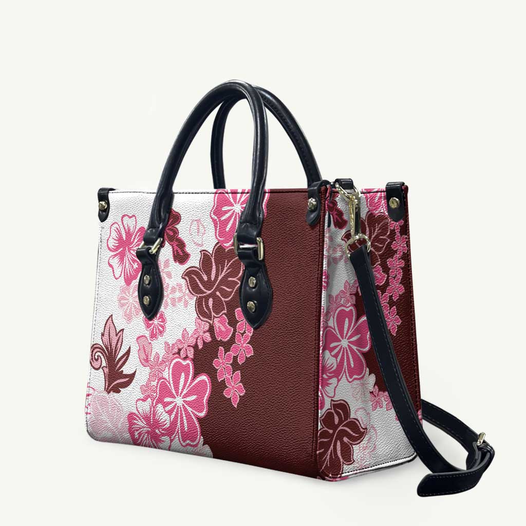Pink Hibiscus Plumeria Floral Leather Bag - Polynesian Pride