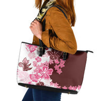 Pink Hibiscus Plumeria Floral Leather Tote Bag LT01 Pink - Polynesian Pride