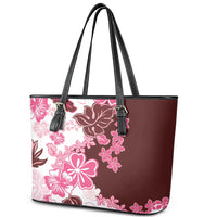 Pink Hibiscus Plumeria Floral Leather Tote Bag LT01 - Polynesian Pride