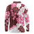 Pink Hibiscus Plumeria Floral Long Sleeve Polo Shirt - Polynesian Pride