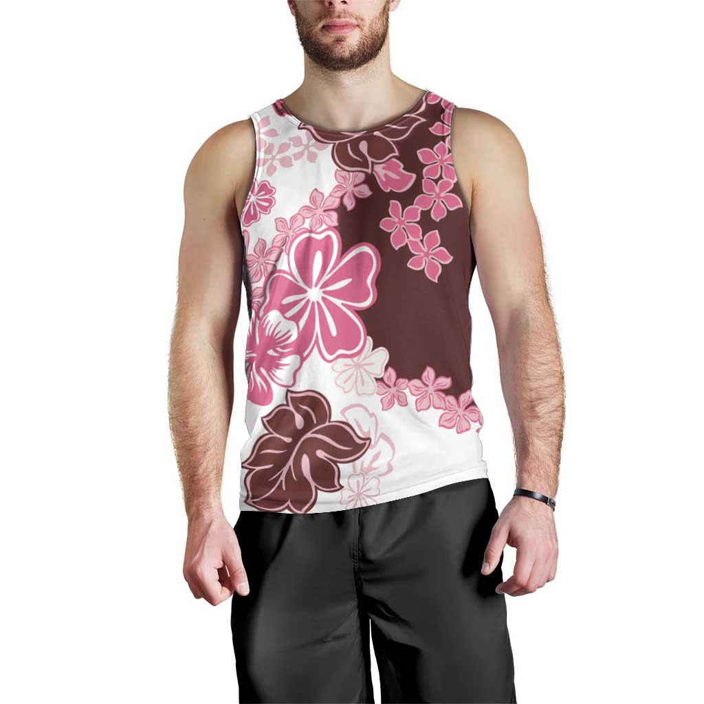 Pink Hibiscus Plumeria Floral Men Tank Top - Polynesian Pride