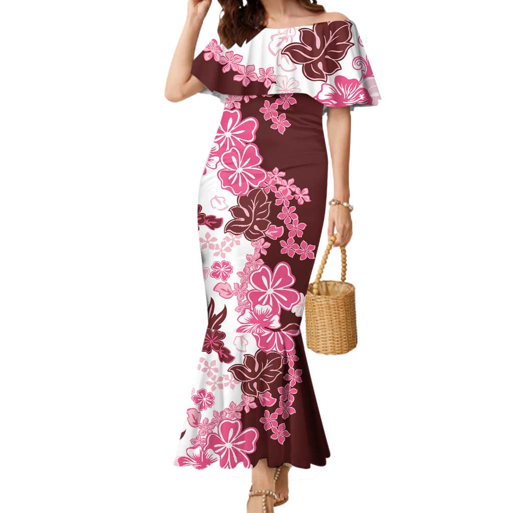 Pink Hibiscus Plumeria Floral Mermaid Dress - Polynesian Pride