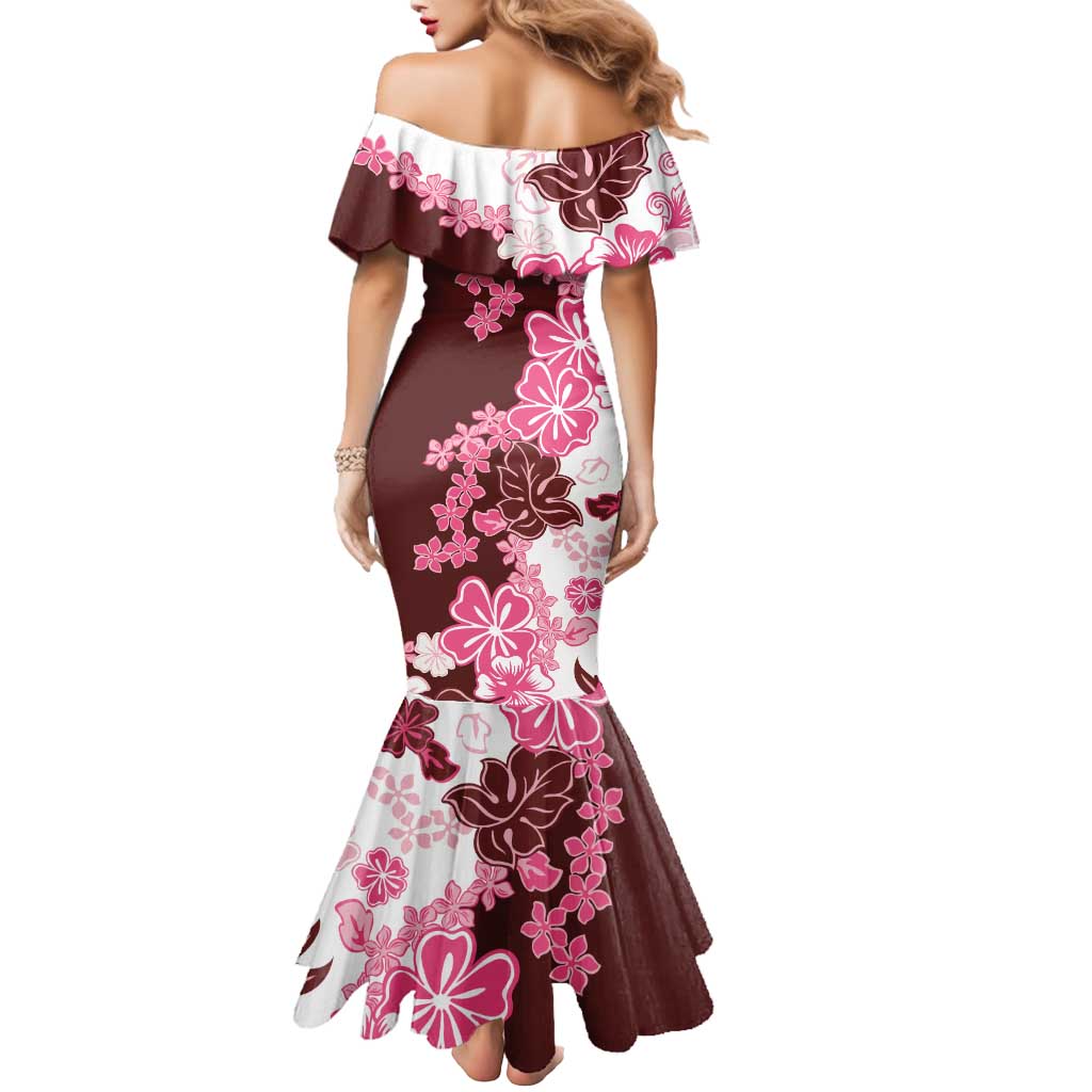 Pink Hibiscus Plumeria Floral Mermaid Dress - Polynesian Pride