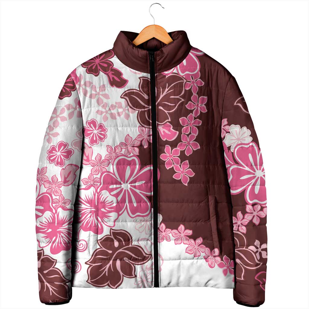 Pink Hibiscus Plumeria Floral Padded Jacket LT01 - Polynesian Pride