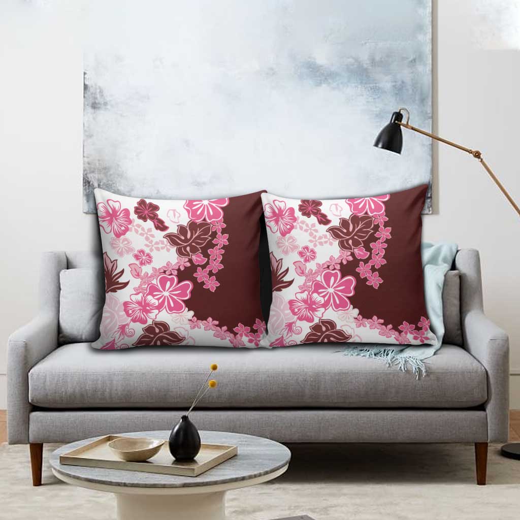 Pink Hibiscus Plumeria Floral Pillow Cover LT01 - Polynesian Pride
