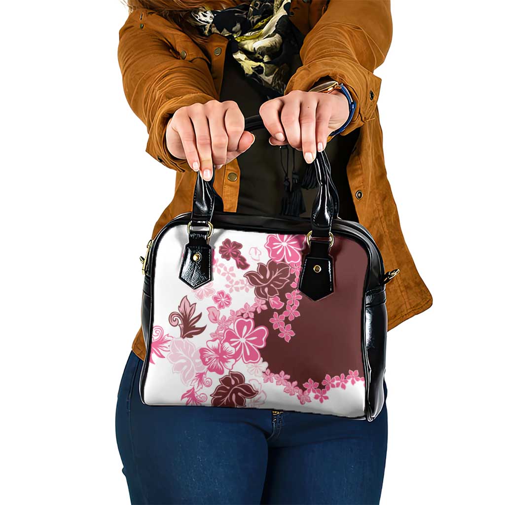 Pink Hibiscus Plumeria Floral Shoulder Handbag LT01 One Size Pink - Polynesian Pride