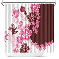 Pink Hibiscus Plumeria Floral Shower Curtain - Polynesian Pride