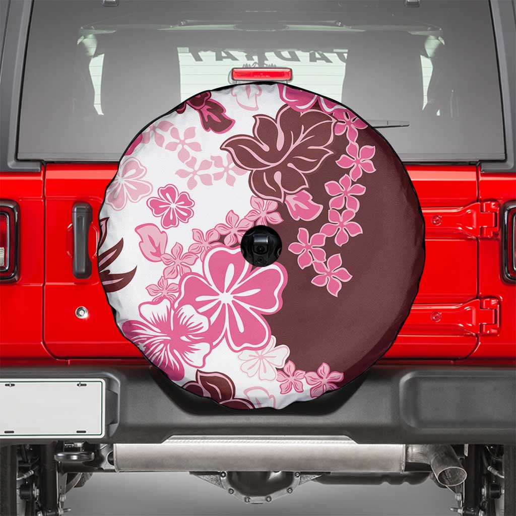 Pink Hibiscus Plumeria Floral Spare Tire Cover LT01 - Polynesian Pride