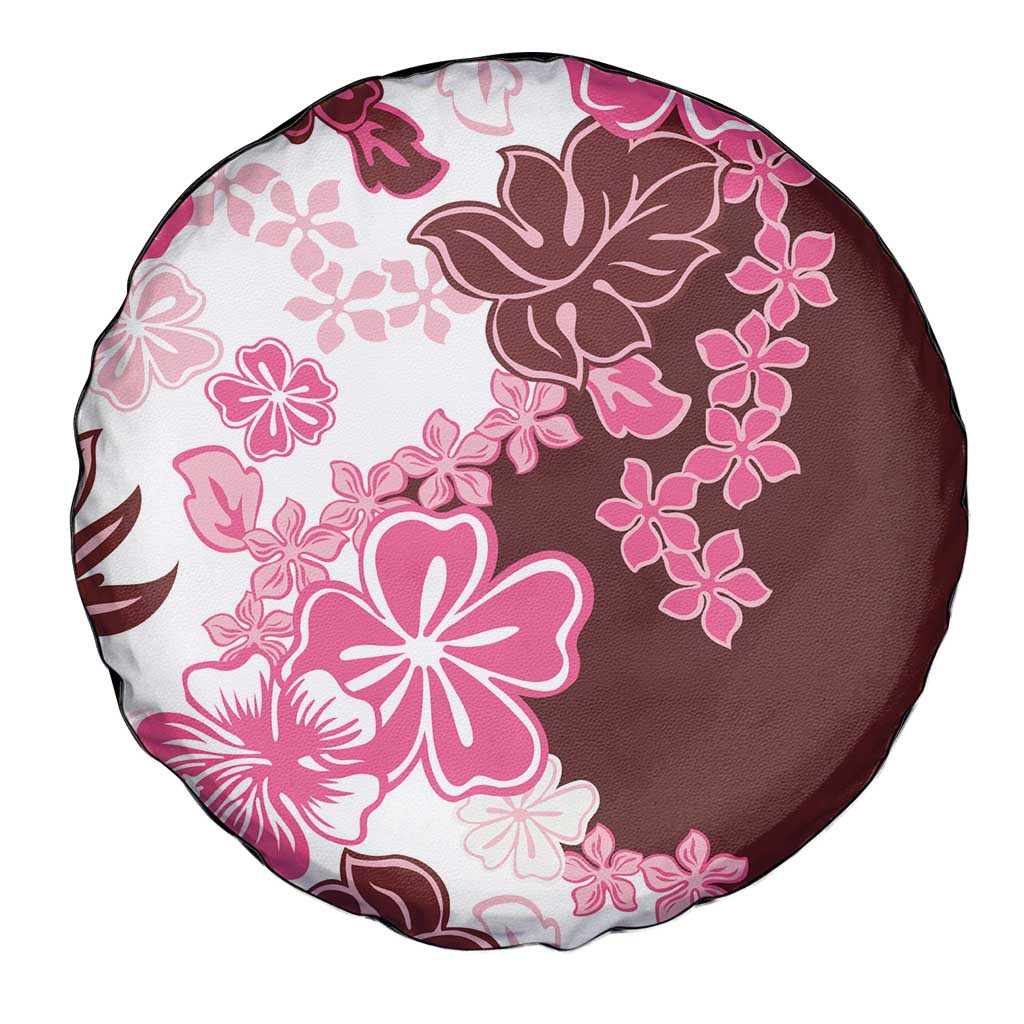 Pink Hibiscus Plumeria Floral Spare Tire Cover LT01 - Polynesian Pride