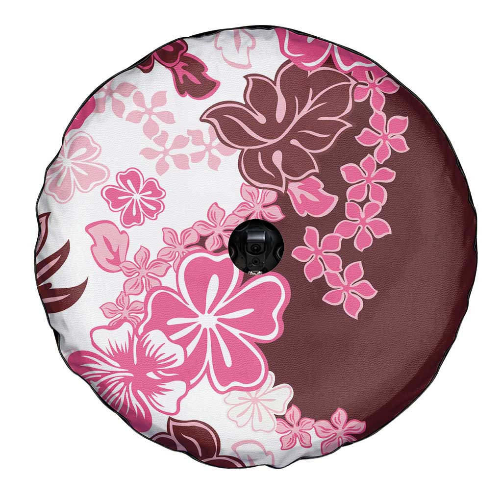 Pink Hibiscus Plumeria Floral Spare Tire Cover LT01 - Polynesian Pride