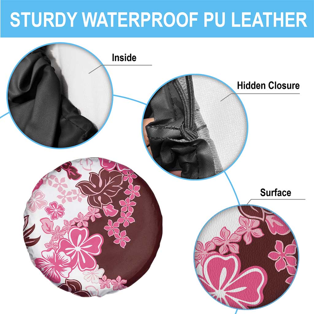 Pink Hibiscus Plumeria Floral Spare Tire Cover LT01 - Polynesian Pride