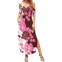 Pink Hibiscus Plumeria Floral Summer Maxi Dress - Polynesian Pride