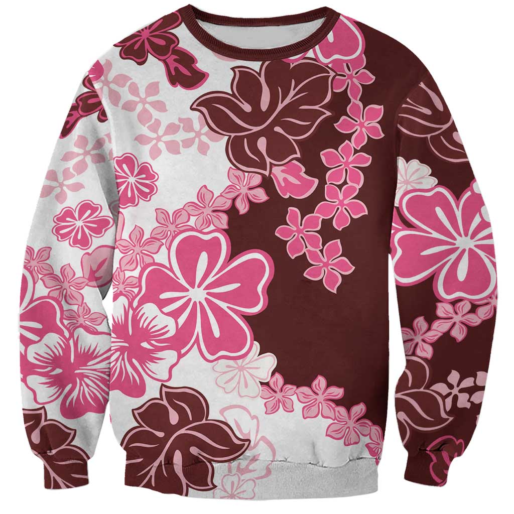 Pink Hibiscus Plumeria Floral Sweatshirt - Polynesian Pride