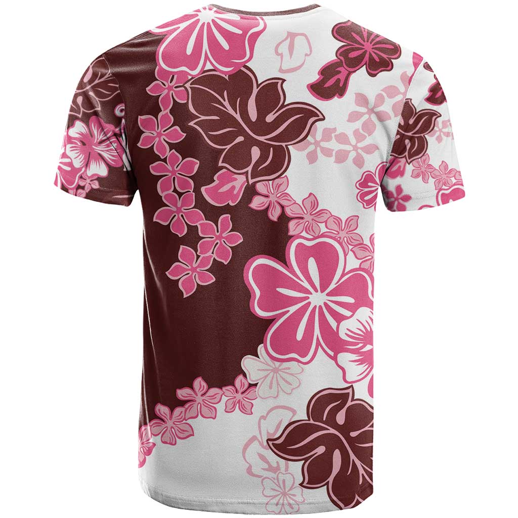 Pink Hibiscus Plumeria Floral T Shirt - Polynesian Pride