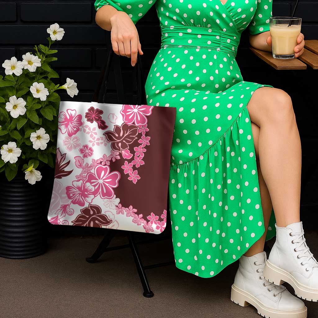 Pink Hibiscus Plumeria Floral Tote Bag - Polynesian Pride