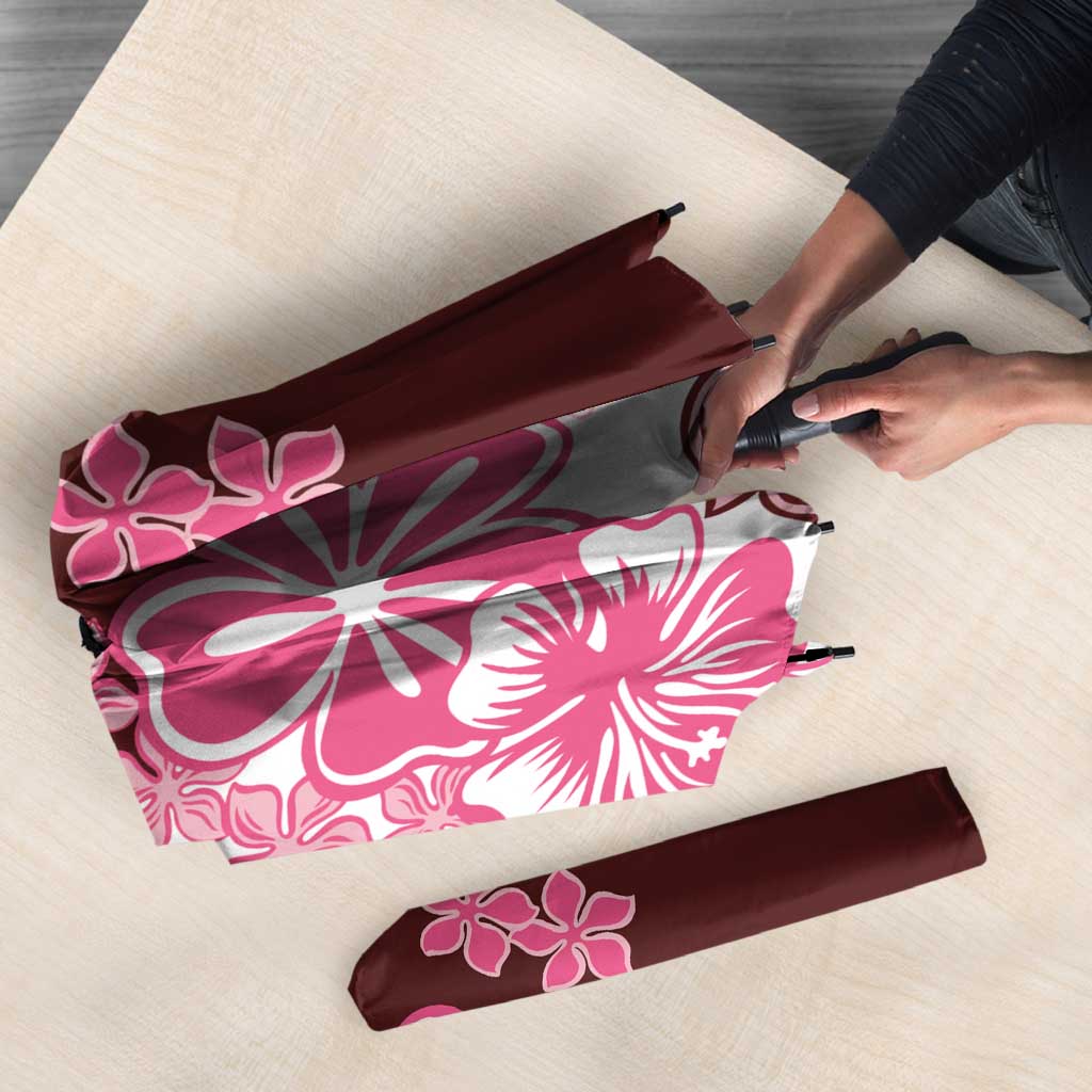 Pink Hibiscus Plumeria Floral Umbrella - Polynesian Pride