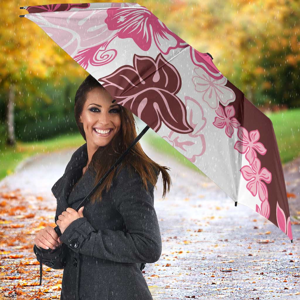 Pink Hibiscus Plumeria Floral Umbrella - Polynesian Pride