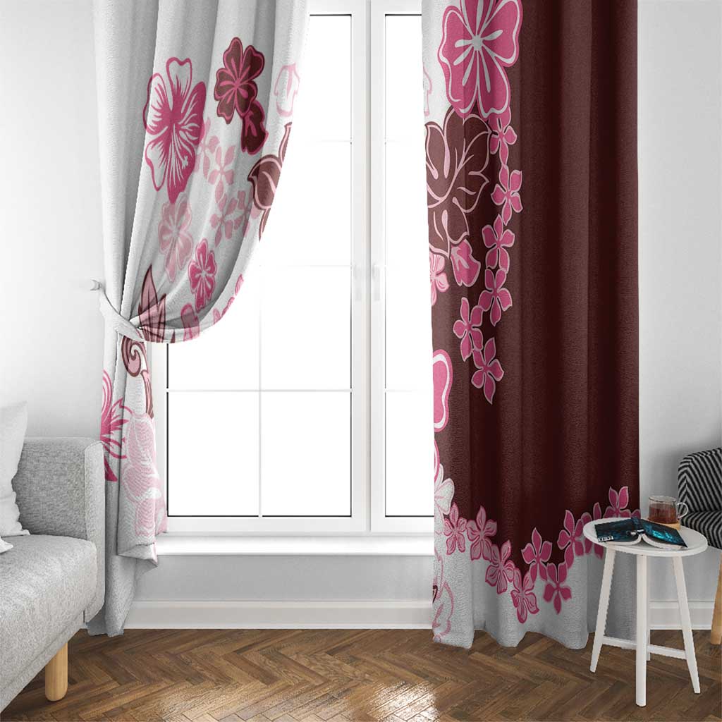 Pink Hibiscus Plumeria Floral Window Curtain - Polynesian Pride