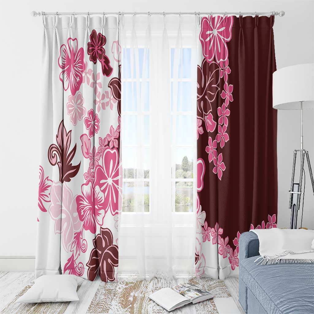 Pink Hibiscus Plumeria Floral Window Curtain - Polynesian Pride
