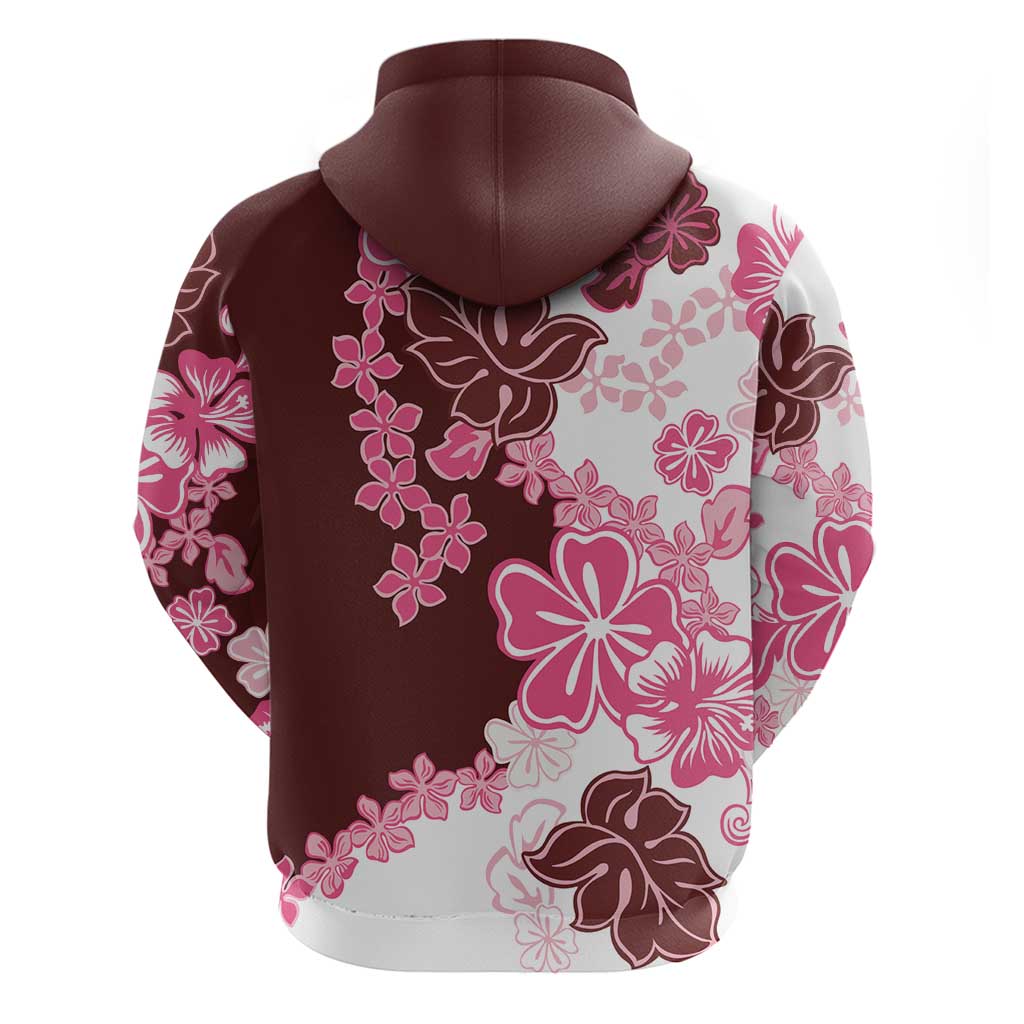 Pink Hibiscus Plumeria Floral Zip Hoodie - Polynesian Pride