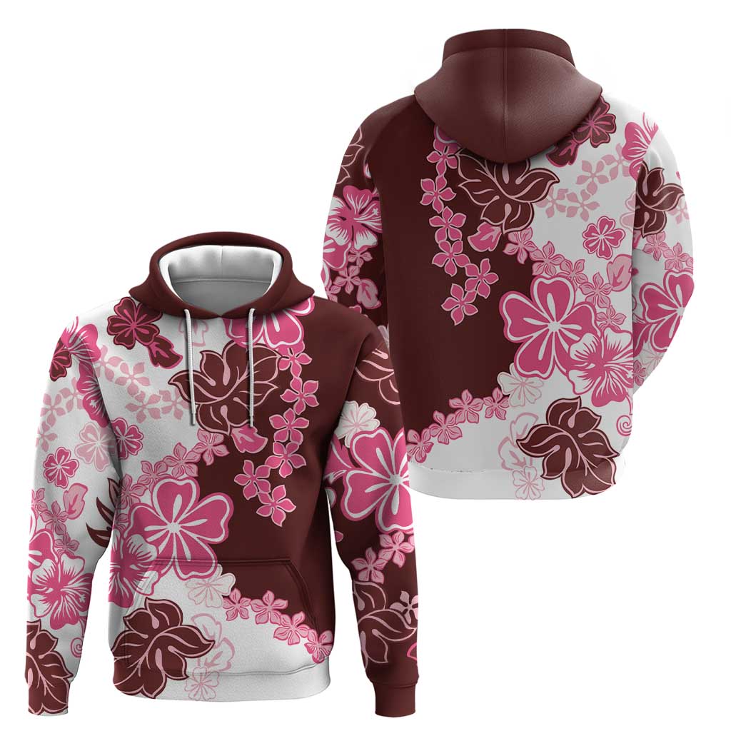 Pink Hibiscus Plumeria Floral Zip Hoodie - Polynesian Pride